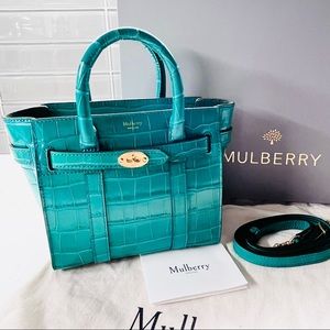 Mulberry Bayswater Zipped Tote Crocodile Embossed Leather Micro.